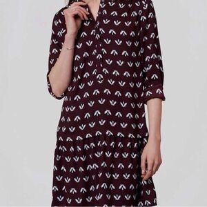 LOFT Maroon and White Blouse